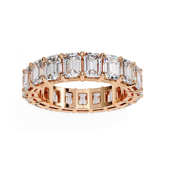 Lumière Emerald Eternity - emerald-cut diamond eternity ring - three-quarter view - Lucano