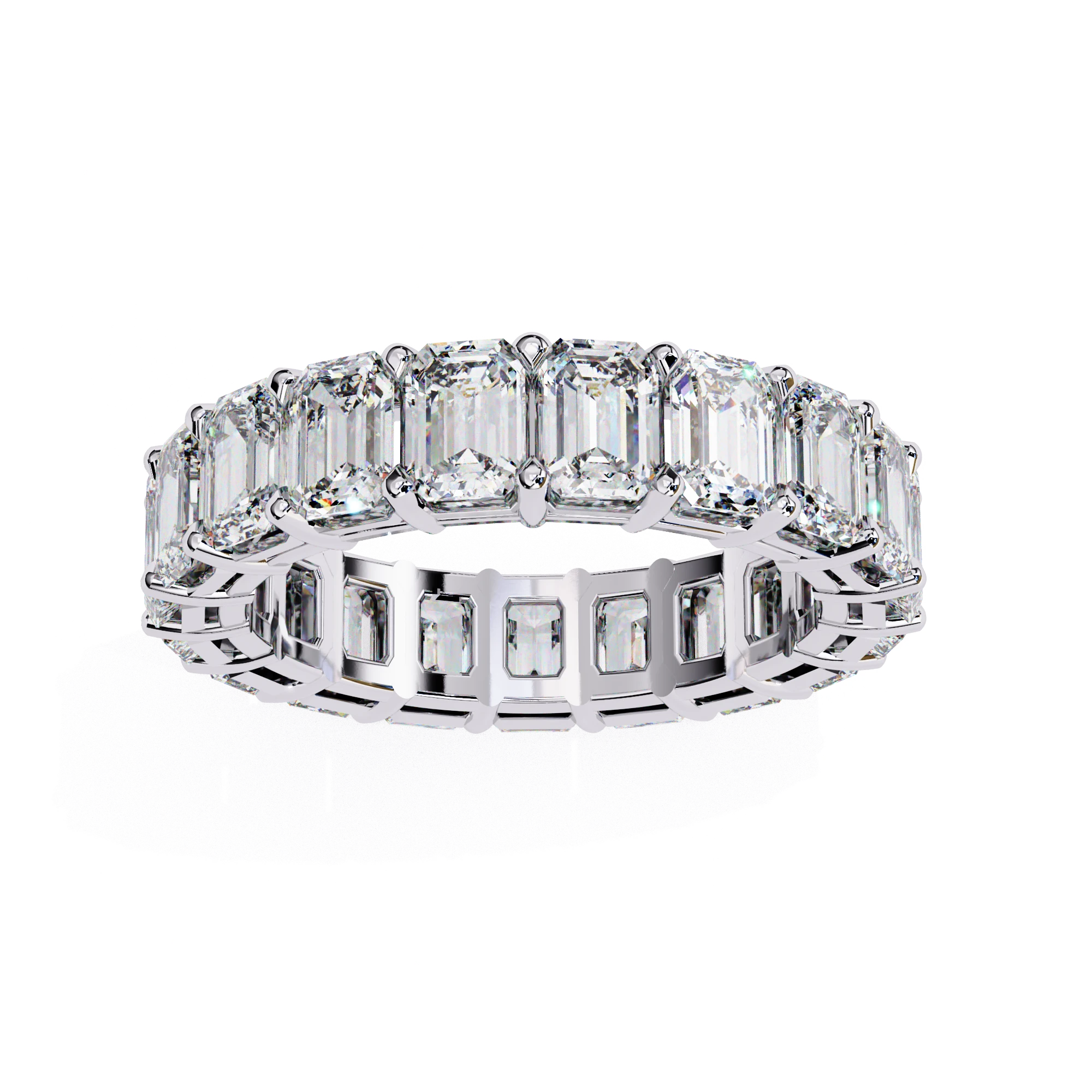 Lumière Emerald Eternity - emerald-cut diamond eternity ring - detail close-up - Lucano