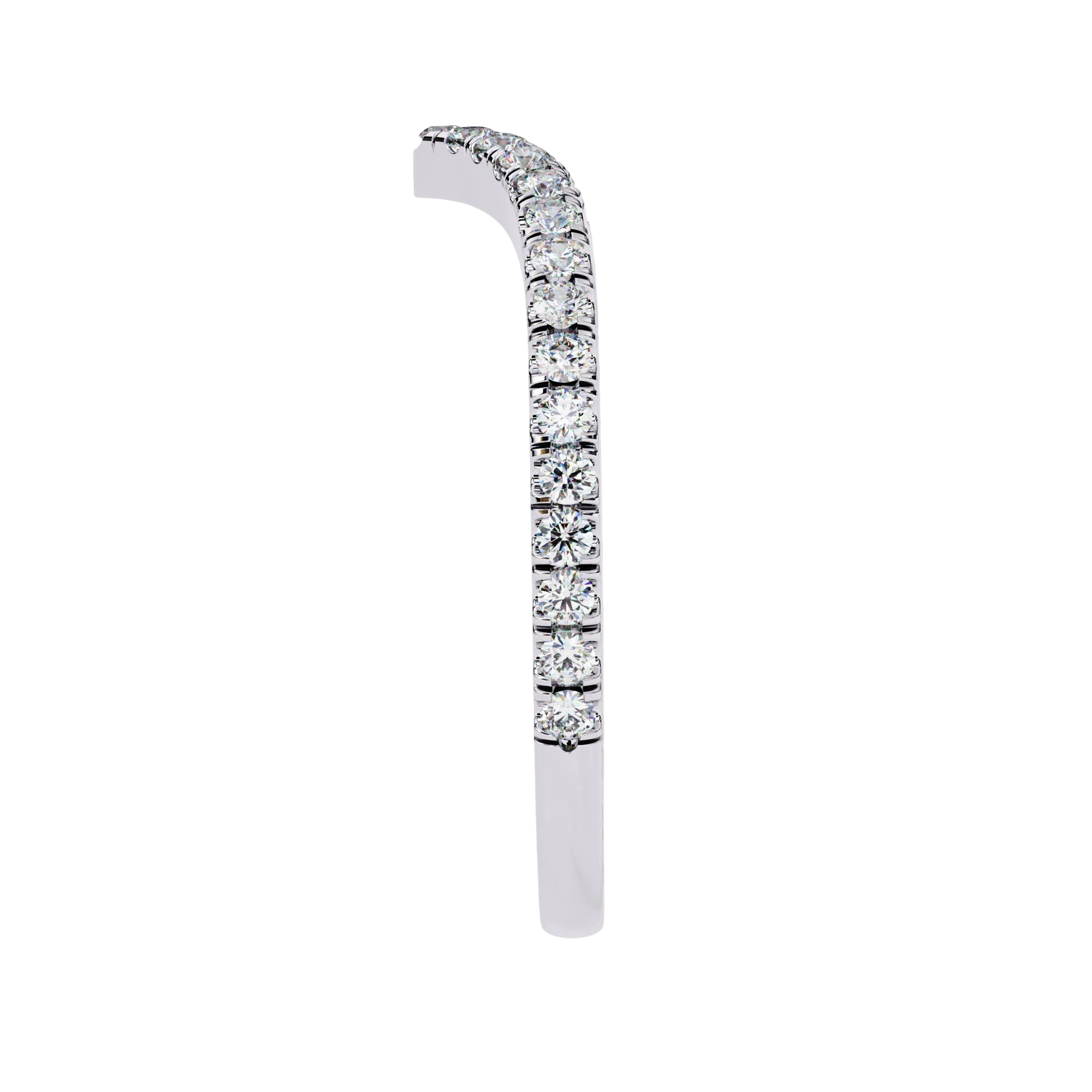Diamond V Ring - diamond chevron wedding band - side profile - Lucano
