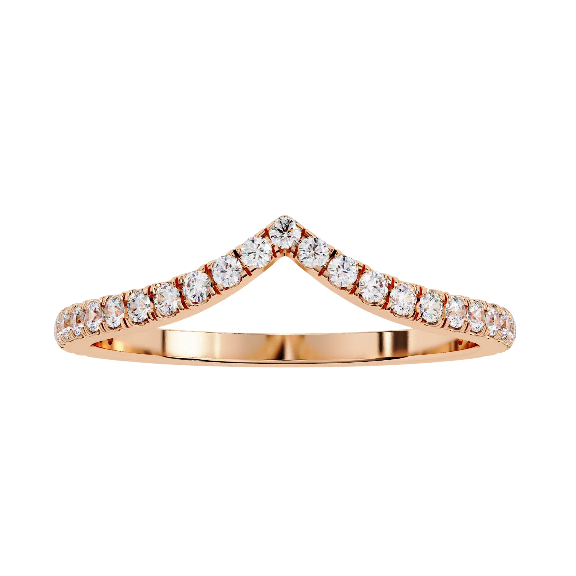 Diamond V Ring - diamond chevron wedding band - three-quarter view - Lucano