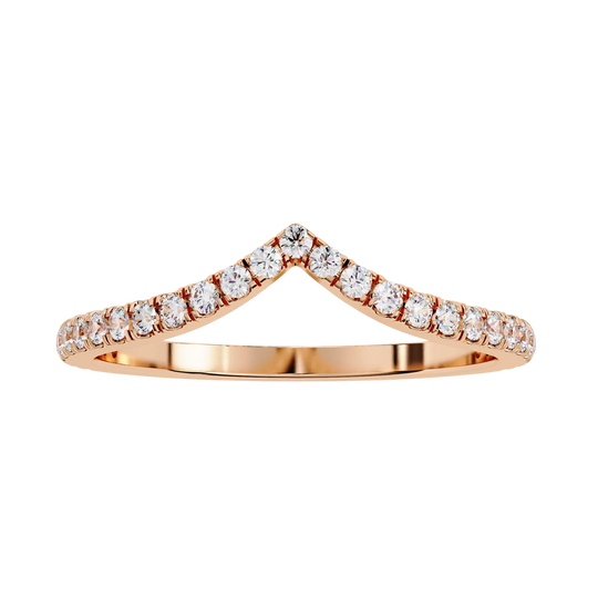 Diamond V Ring - diamond chevron wedding band - three-quarter view - Lucano
