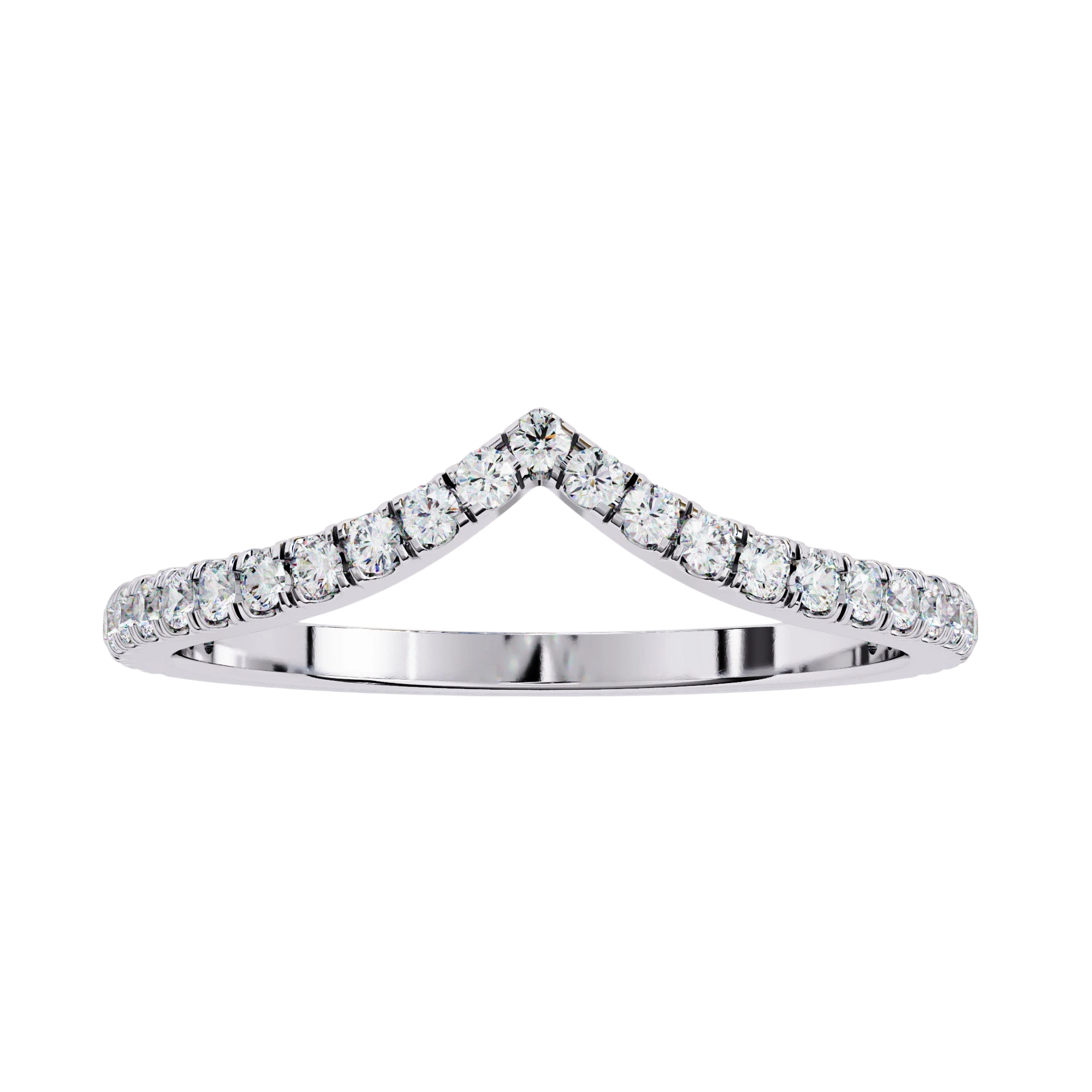 Diamond V Ring - diamond chevron wedding band - detail close-up - Lucano