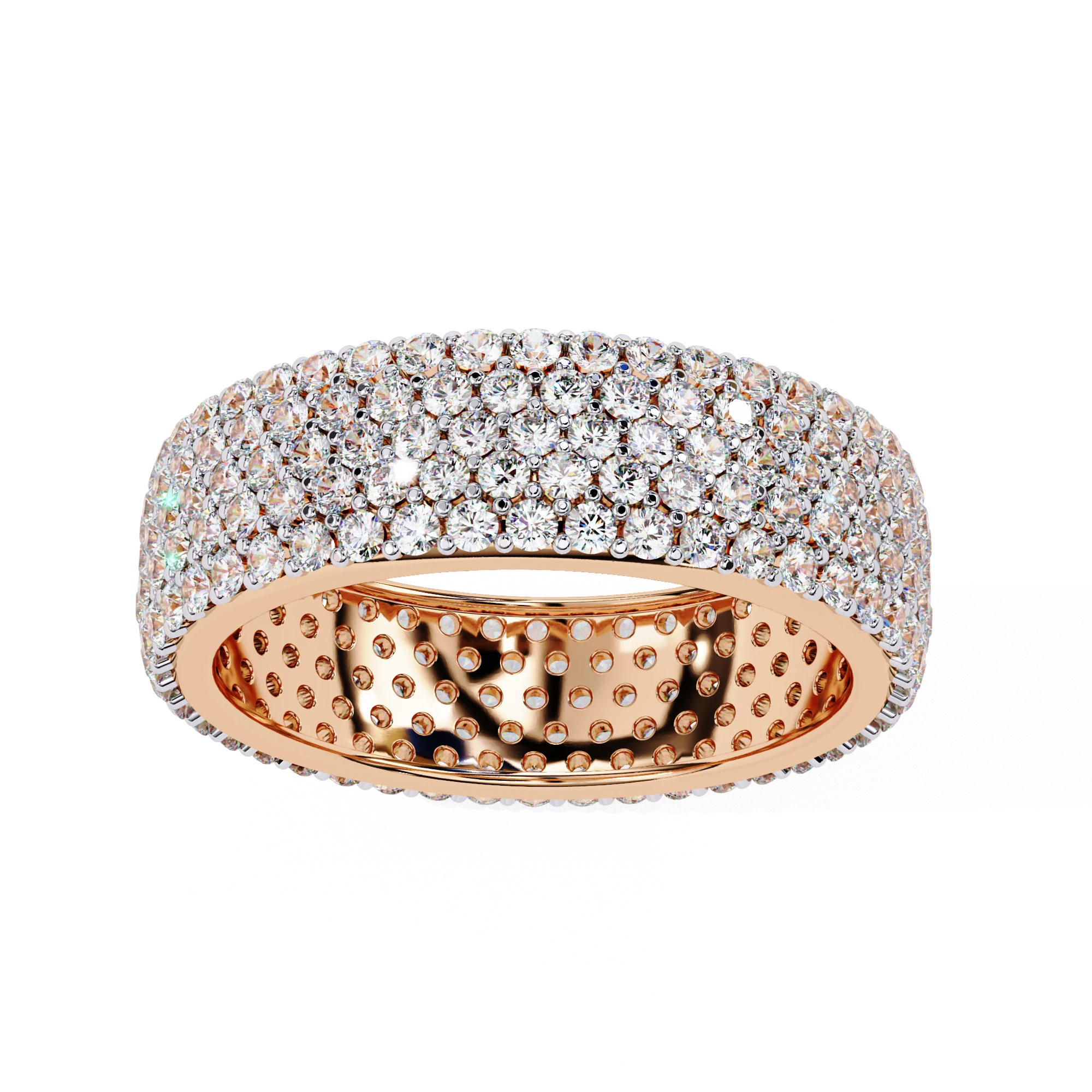 Fascia Diamond Ring - wide diamond eternity ring - angled view - Lucano