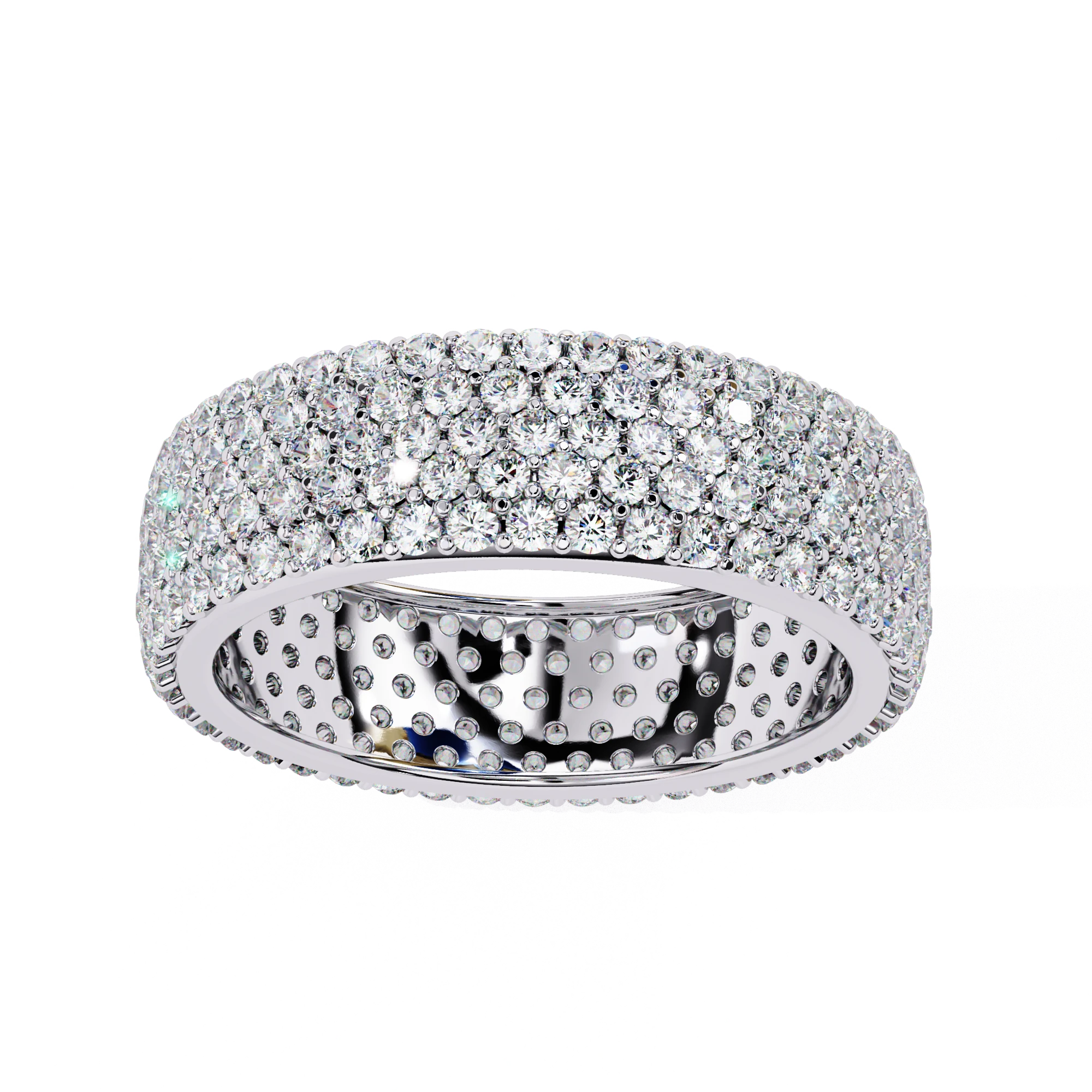 Fascia Diamond Ring - wide diamond eternity ring - three-quarter view - Lucano