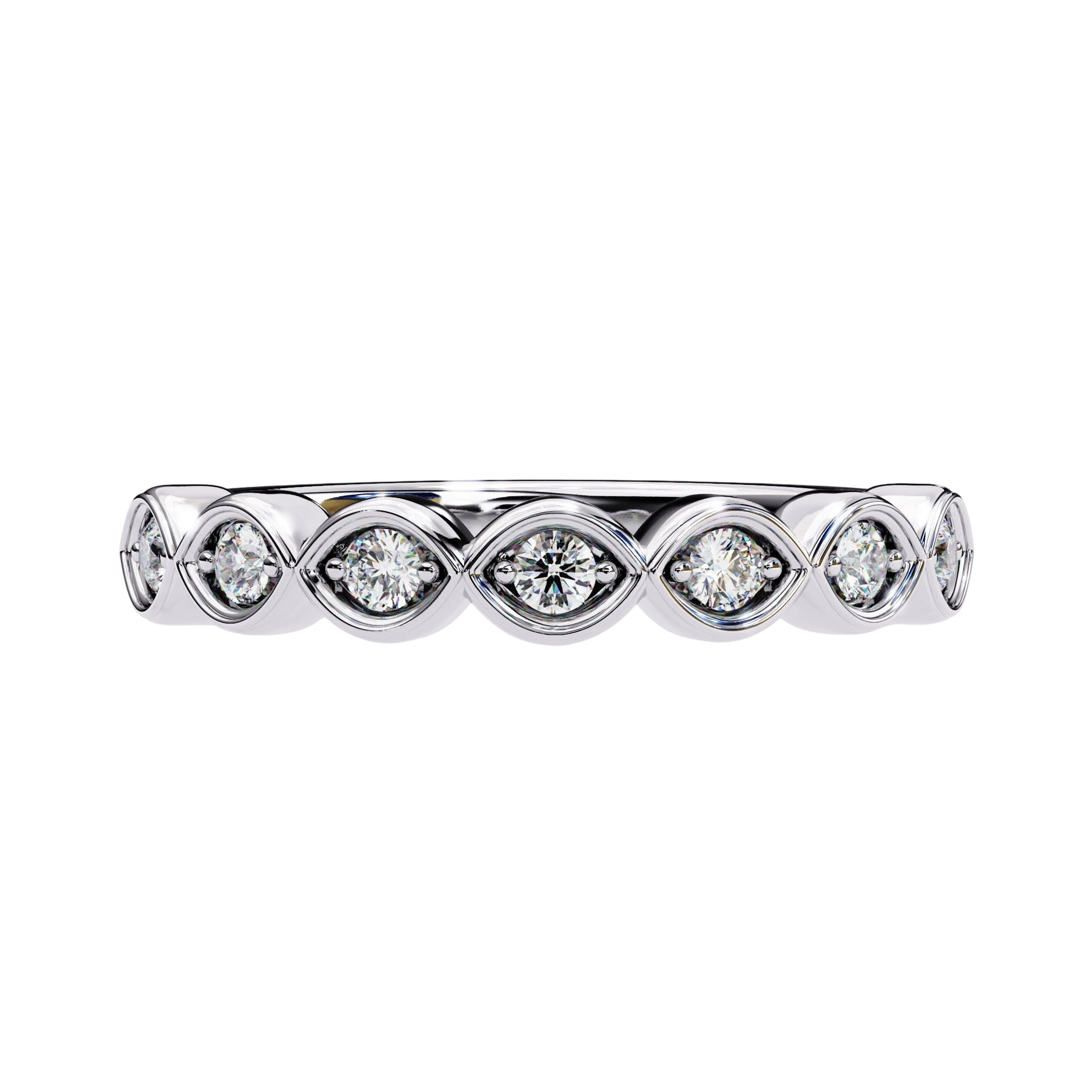 Bloom Ring - floral diamond wedding band - angled view - Lucano