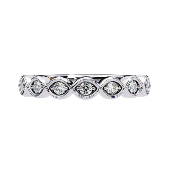 Bloom Ring - floral diamond wedding band - angled view - Lucano