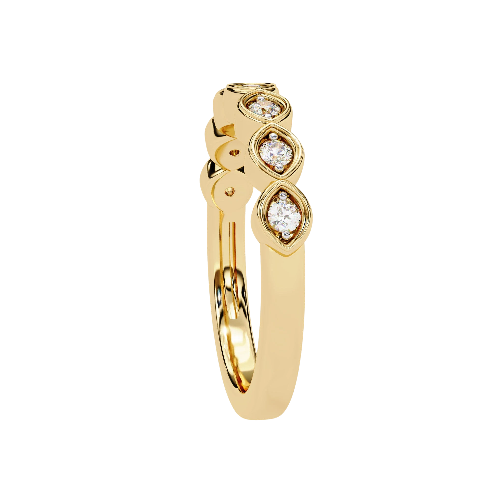 Bloom Ring - floral diamond wedding band - top view - Lucano