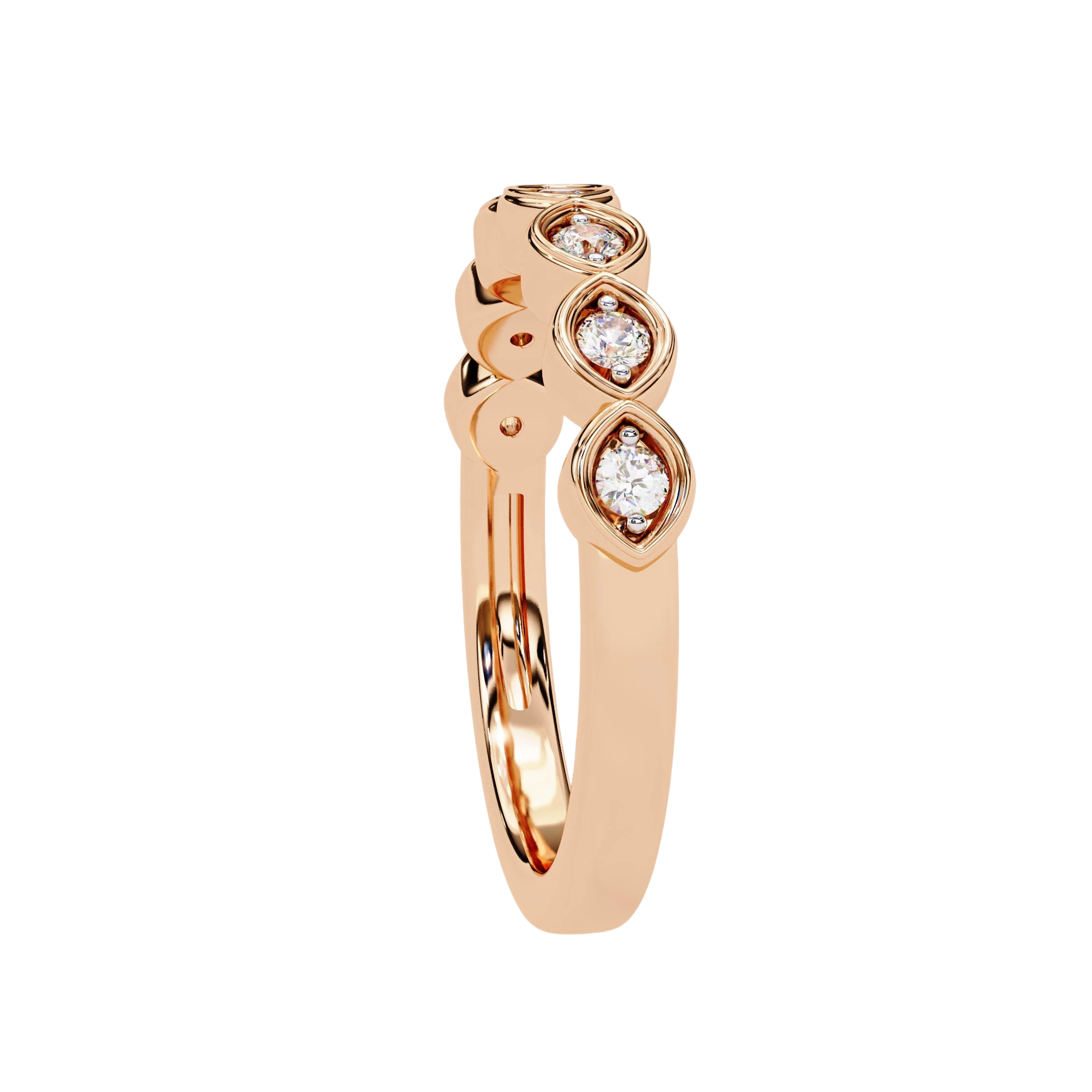 Bloom Ring - floral diamond wedding band - three-quarter view - Lucano