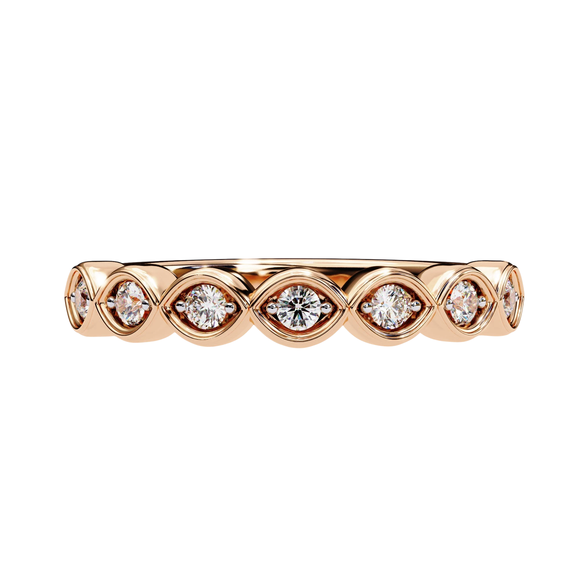 Bloom Ring - floral diamond wedding band - side profile - Lucano