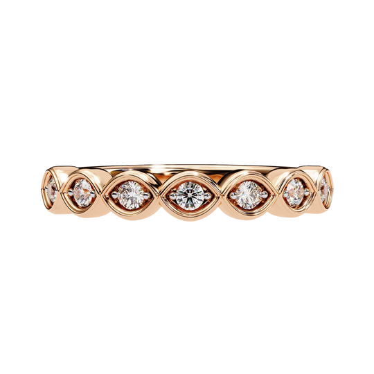 Bloom Ring - floral diamond wedding band - side profile - Lucano