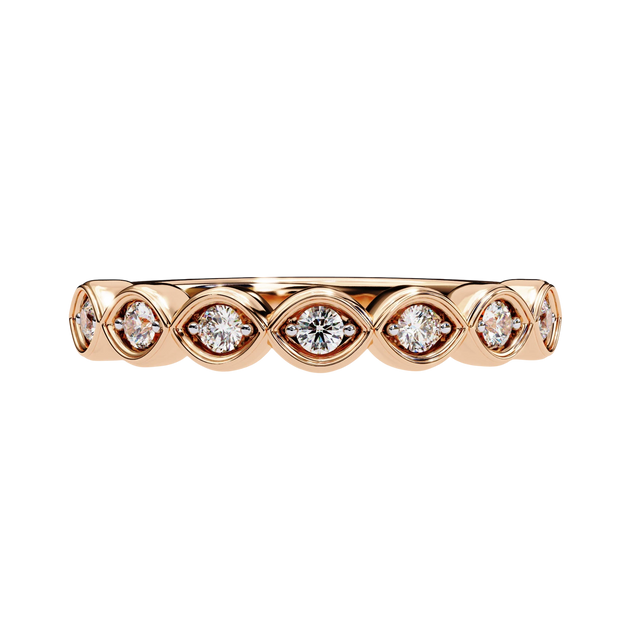 Bloom Ring - floral diamond wedding band - side profile - Lucano
