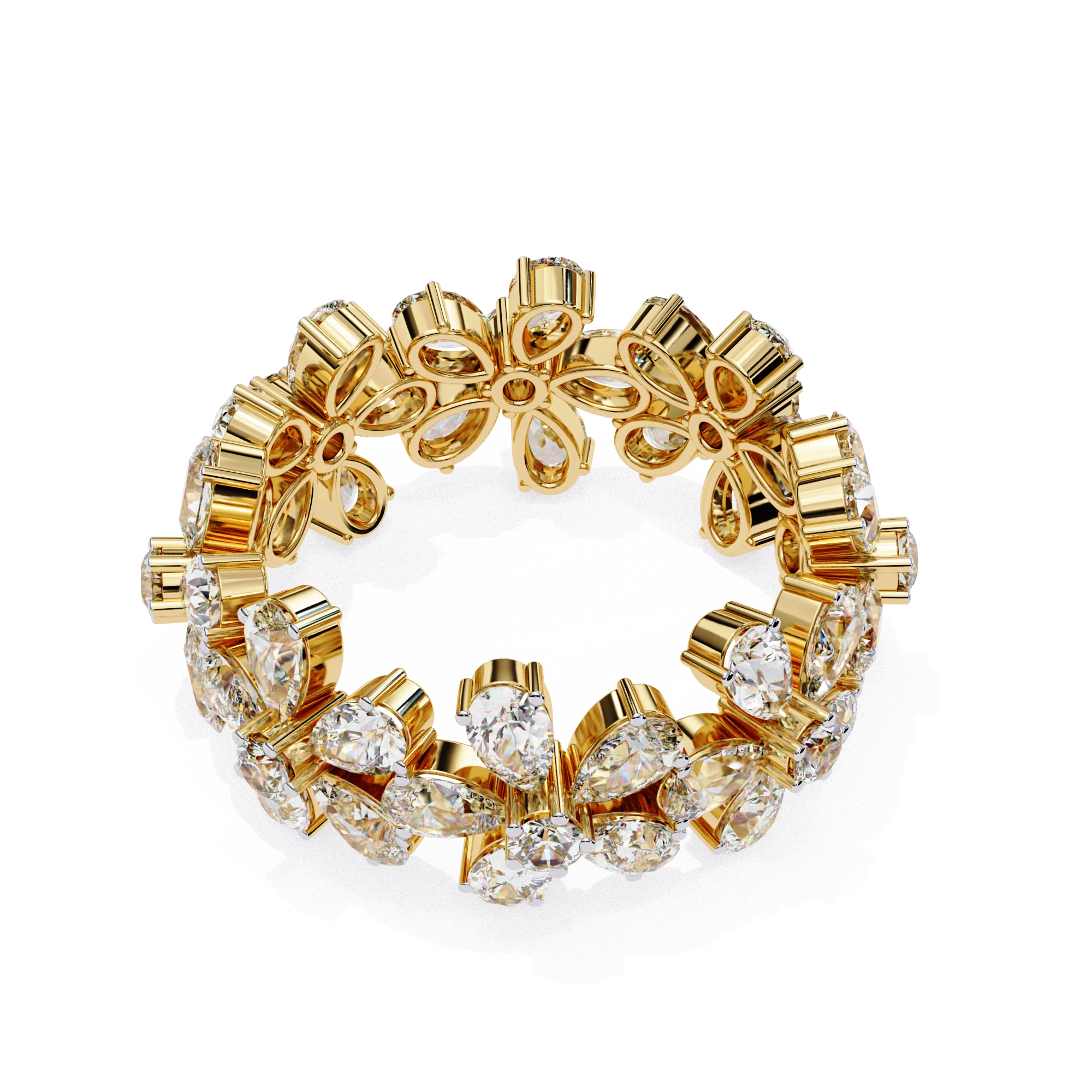 Petal Ring - 4ct diamond eternity ring - three-quarter view - Lucano