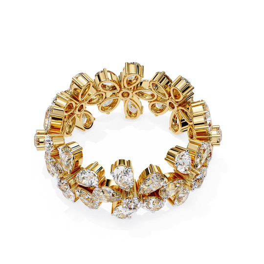 Petal Ring - 4ct diamond eternity ring - three-quarter view - Lucano