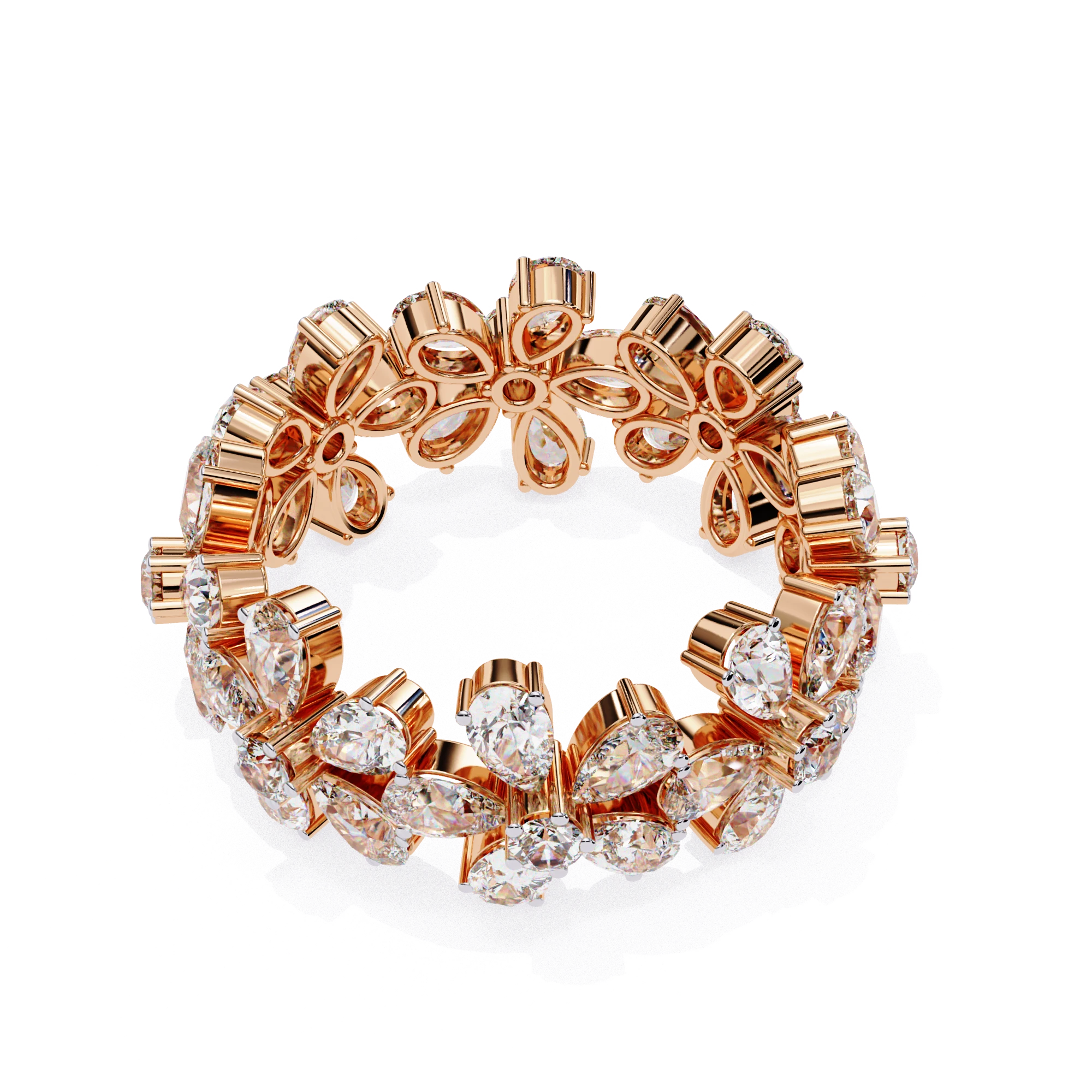 Petal Ring - 4ct diamond eternity ring - side profile - Lucano