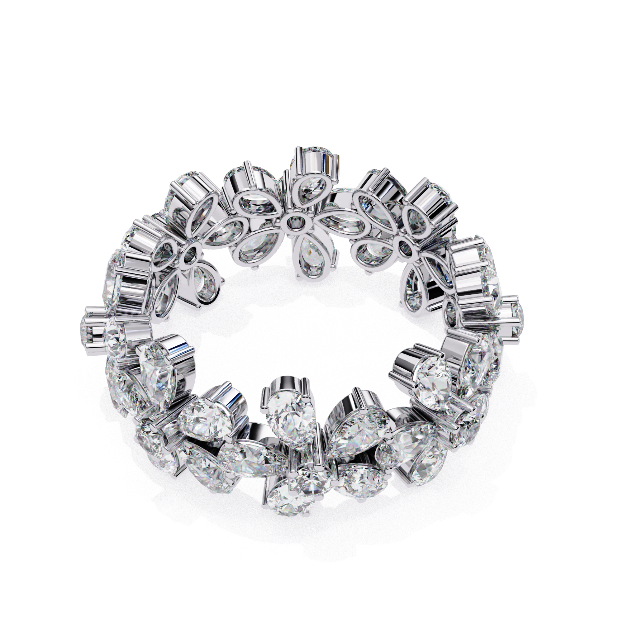 Petal Ring - 4ct diamond eternity ring - angled view - Lucano