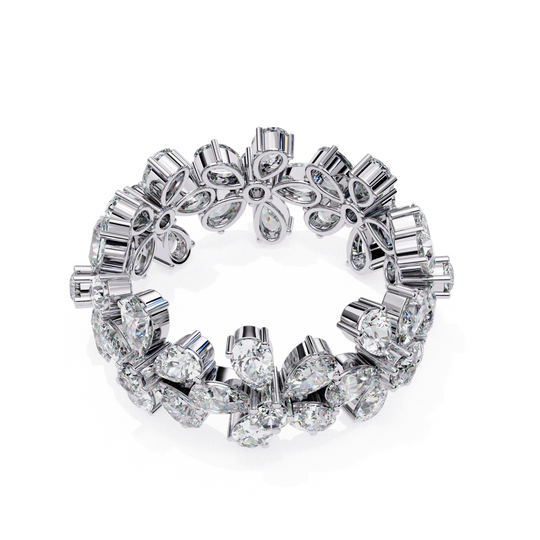 Petal Ring - 4ct diamond eternity ring - angled view - Lucano