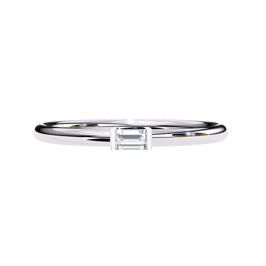 Baghetta Ring - baguette diamond promise ring - top view - Lucano