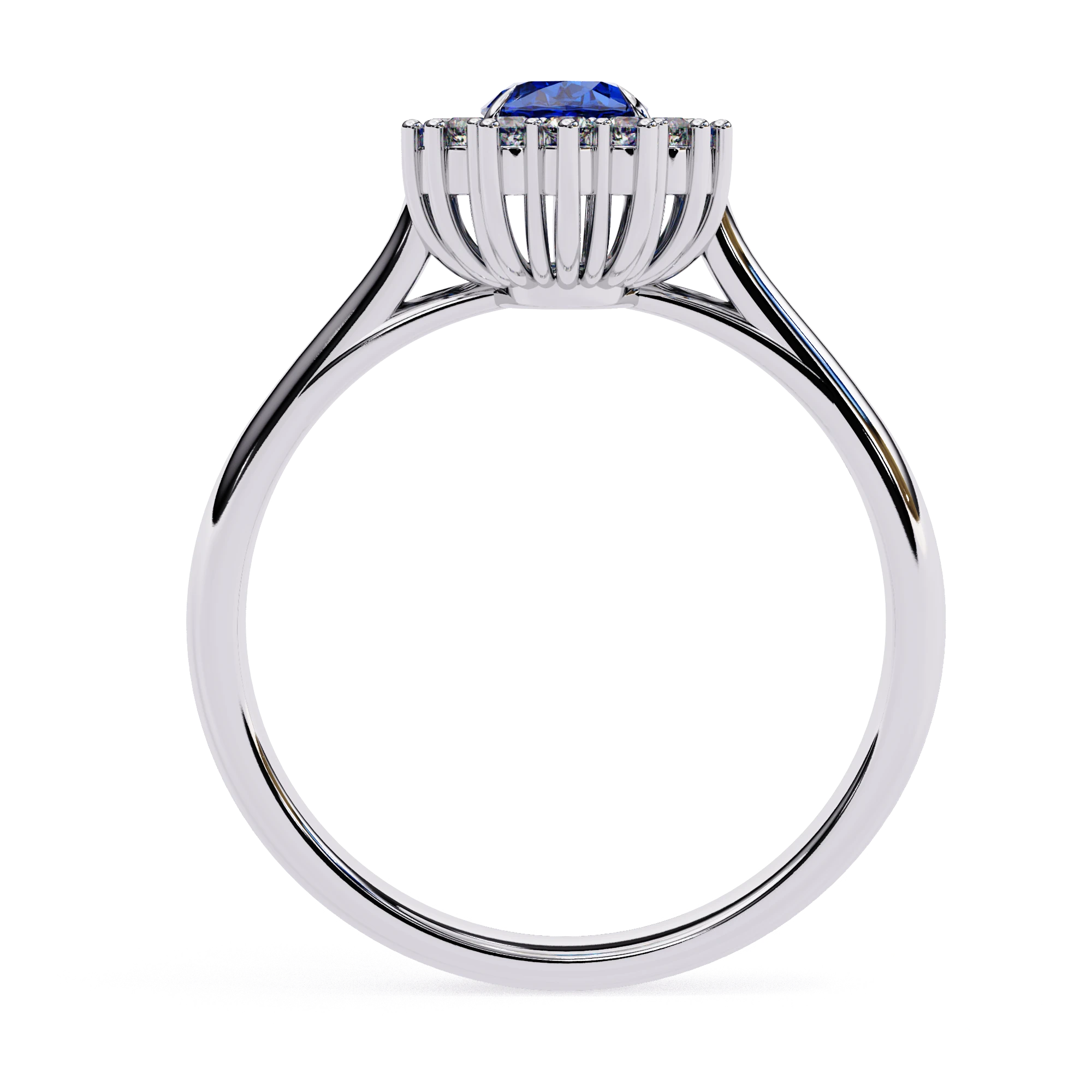 Blue Sapphire Diamond Ring - blue sapphire engagement ring - angled view - Lucano