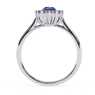 Blue Sapphire Diamond Ring - blue sapphire engagement ring - angled view - Lucano