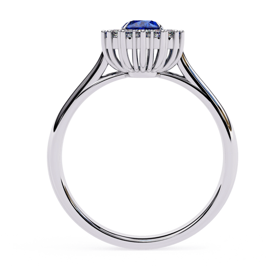 Blue Sapphire Diamond Ring - blue sapphire engagement ring - angled view - Lucano