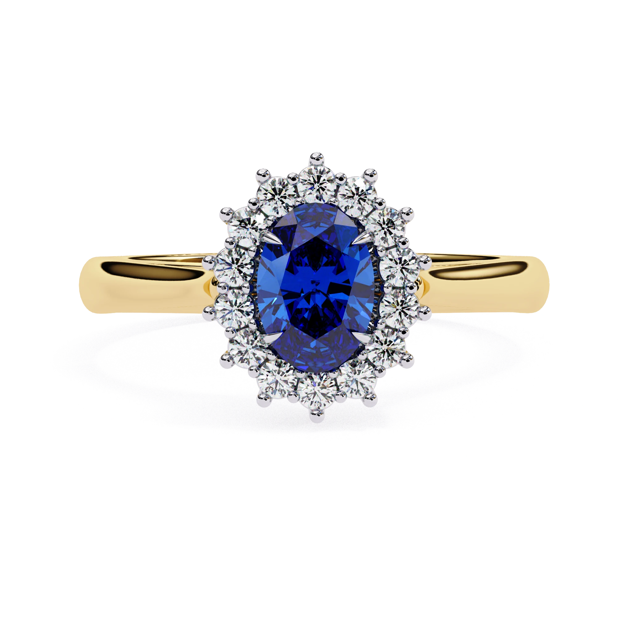 Blue Sapphire Diamond Ring - blue sapphire engagement ring - three-quarter view - Lucano