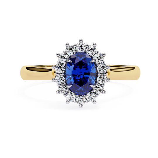 Blue Sapphire Diamond Ring - blue sapphire engagement ring - three-quarter view - Lucano
