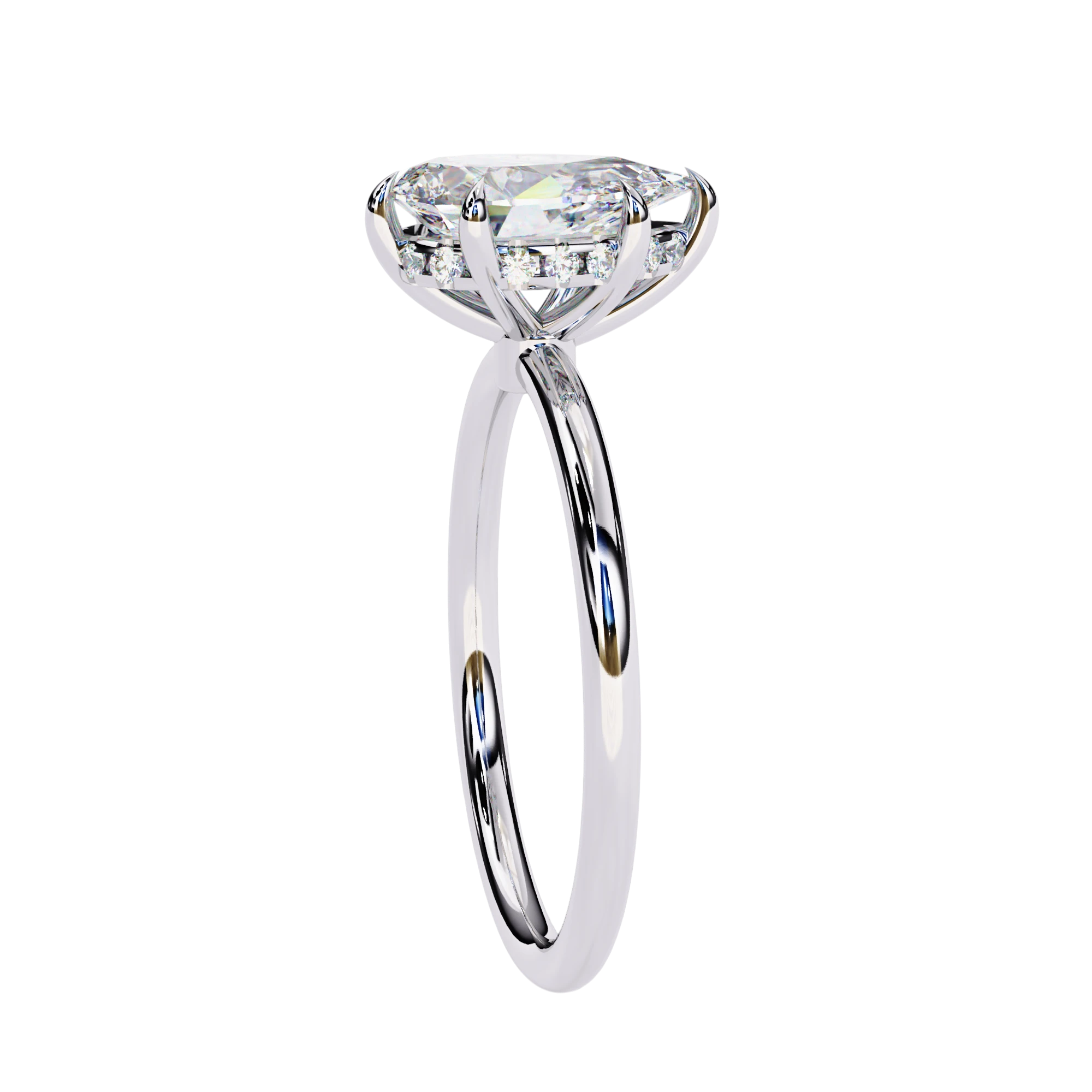 Ember Pear Ring - pear cut diamond engagement ring - detail close-up - Lucano