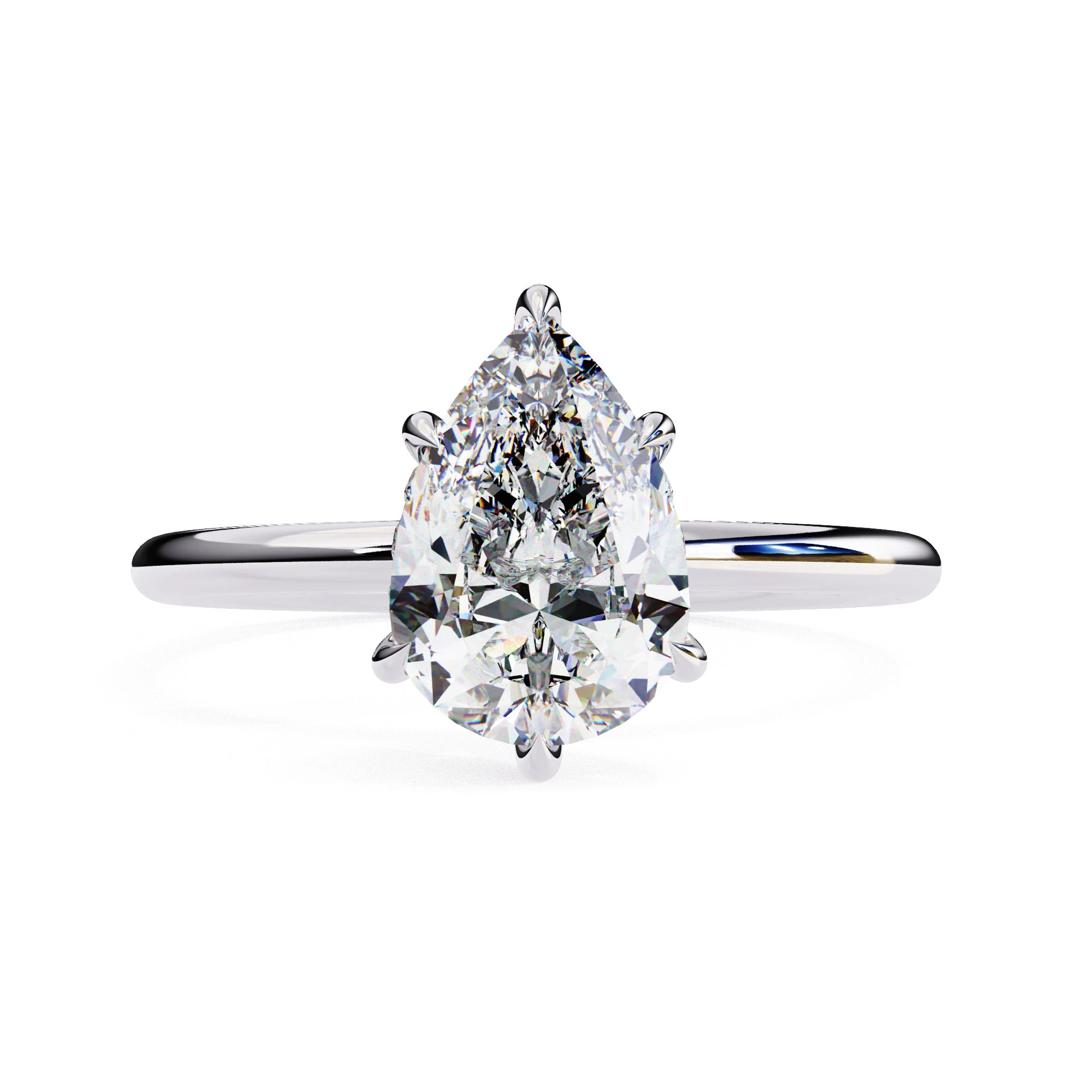 Ember Pear Ring - pear cut diamond engagement ring - top view - Lucano