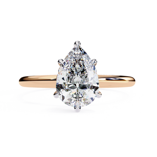 Ember Pear Ring - pear cut diamond engagement ring - angled view - Lucano