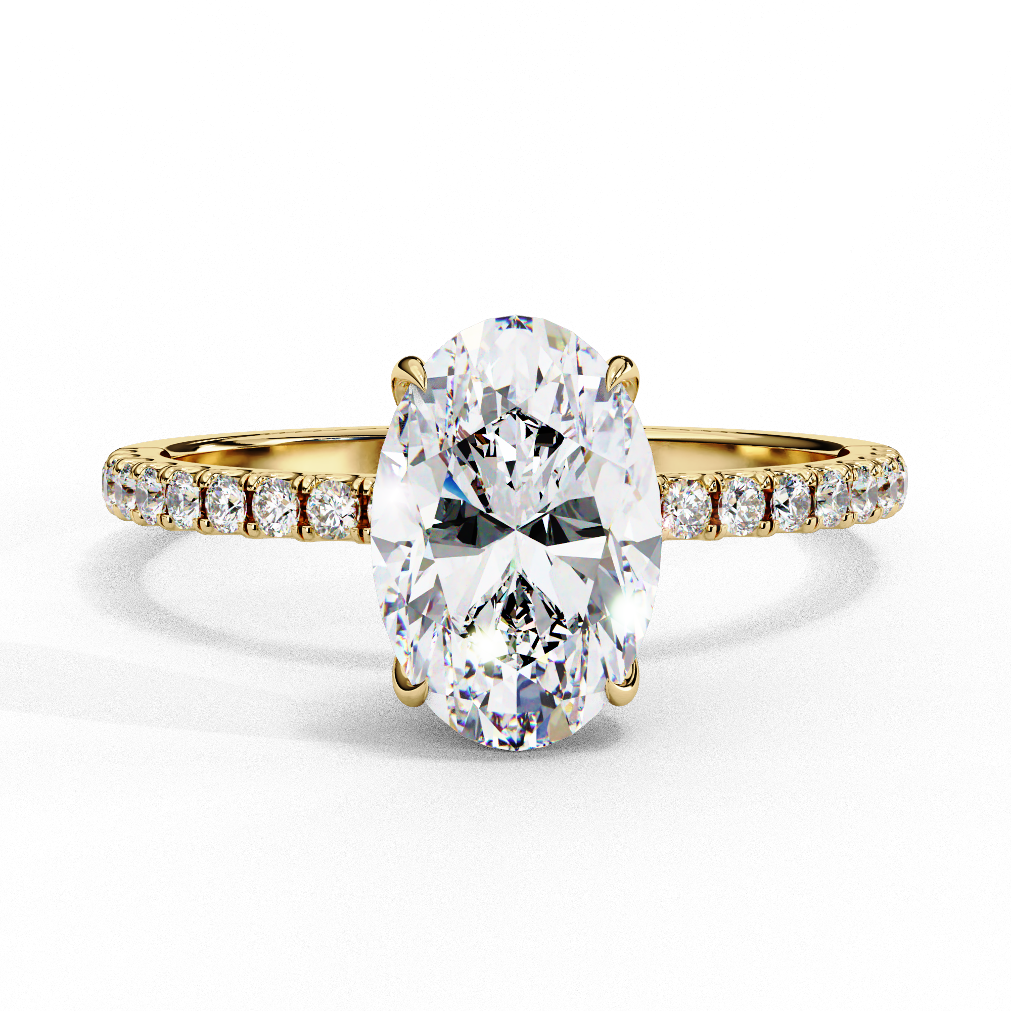 Mira Oval Pavé Solitaire - oval pavé engagement ring - front view - Lucano