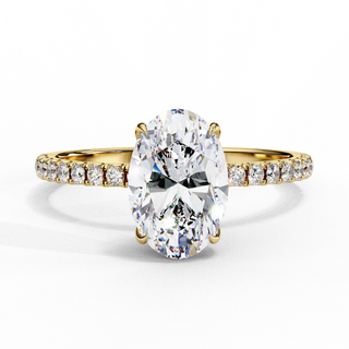 Mira Oval Pavé Solitaire - oval pavé engagement ring - front view - Lucano