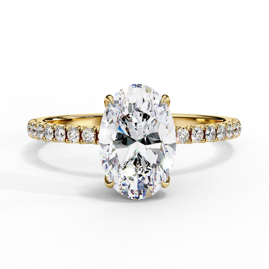 Mira Oval Pavé Solitaire - oval pavé engagement ring - front view - Lucano