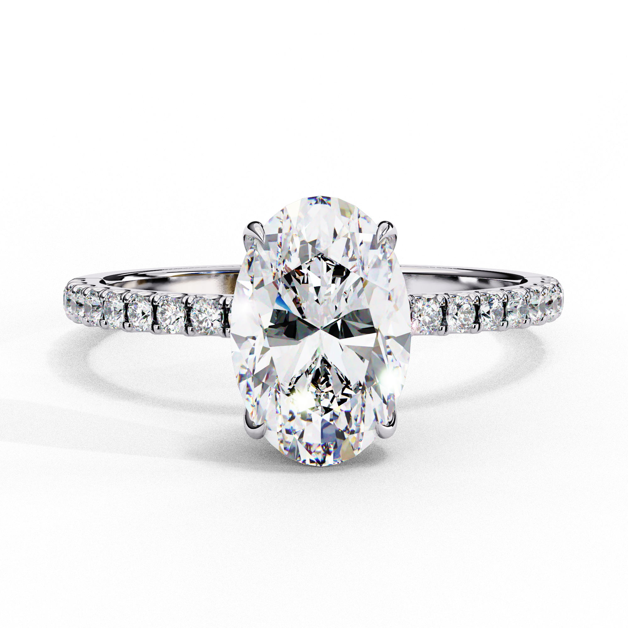 Mira Oval Pavé Solitaire - oval pavé engagement ring - side profile - Lucano