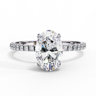 Mira Oval Pavé Solitaire - oval pavé engagement ring - side profile - Lucano