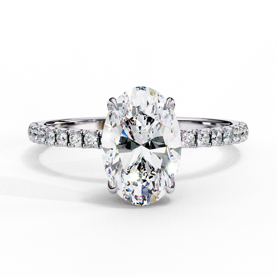 Mira Oval Pavé Solitaire - oval pavé engagement ring - side profile - Lucano