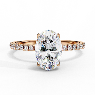 Mira Oval Pavé Solitaire - oval pavé engagement ring - three-quarter view - Lucano