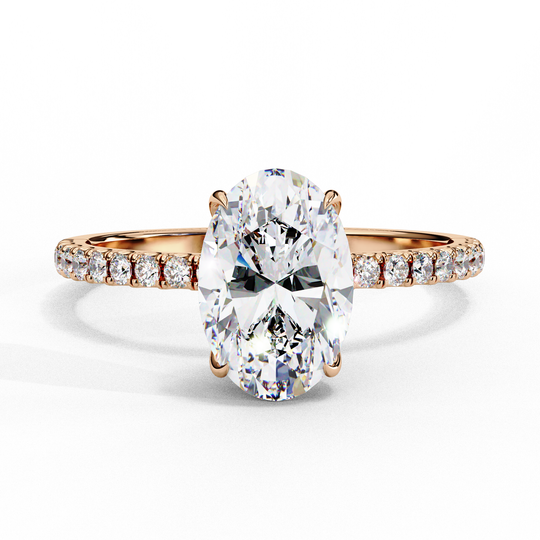 Mira Oval Pavé Solitaire - oval pavé engagement ring - three-quarter view - Lucano