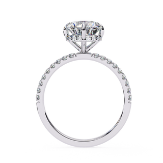 Mira Round Pavé Solitaire - round brilliant pavé engagement ring - three-quarter view - Lucano