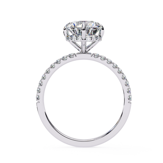 Mira Round Pavé Solitaire - round brilliant pavé engagement ring - three-quarter view - Lucano