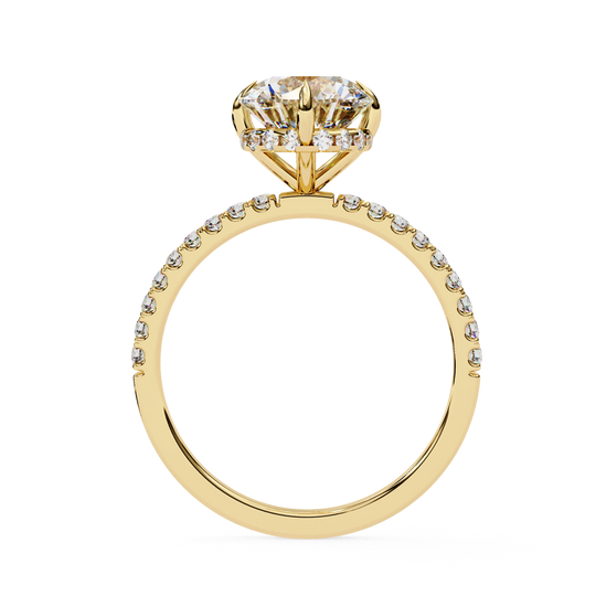 Mira Round Pavé Solitaire - round brilliant pavé engagement ring - top view - Lucano