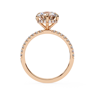 Mira Round Pavé Solitaire - round brilliant pavé engagement ring - detail close-up - Lucano