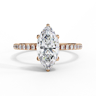 Mira Marquise Pavé Solitaire - marquise pavé engagement ring - three-quarter view - Lucano