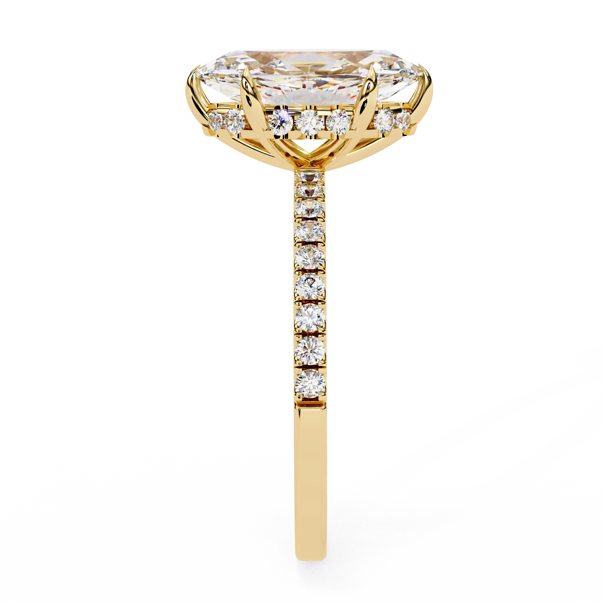 Mira Marquise Pavé Solitaire - marquise pavé engagement ring - top view - Lucano