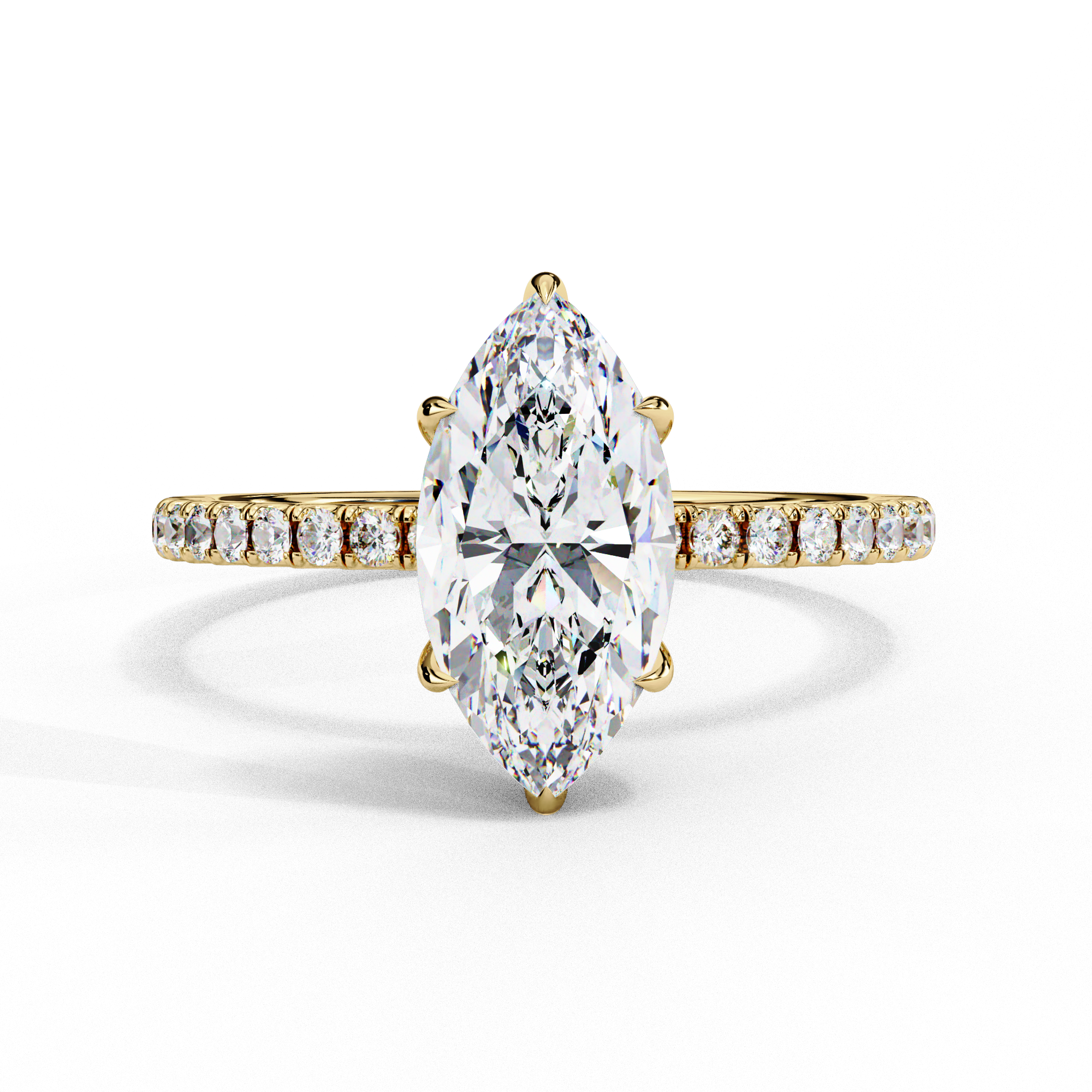 Mira Marquise Pavé Solitaire - marquise pavé engagement ring - front view - Lucano