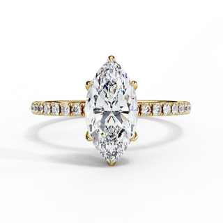 Mira Marquise Pavé Solitaire - marquise pavé engagement ring - front view - Lucano