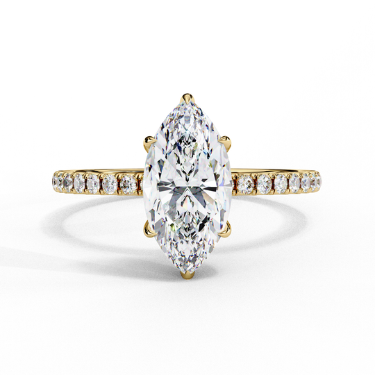 Mira Marquise Pavé Solitaire - marquise pavé engagement ring - front view - Lucano