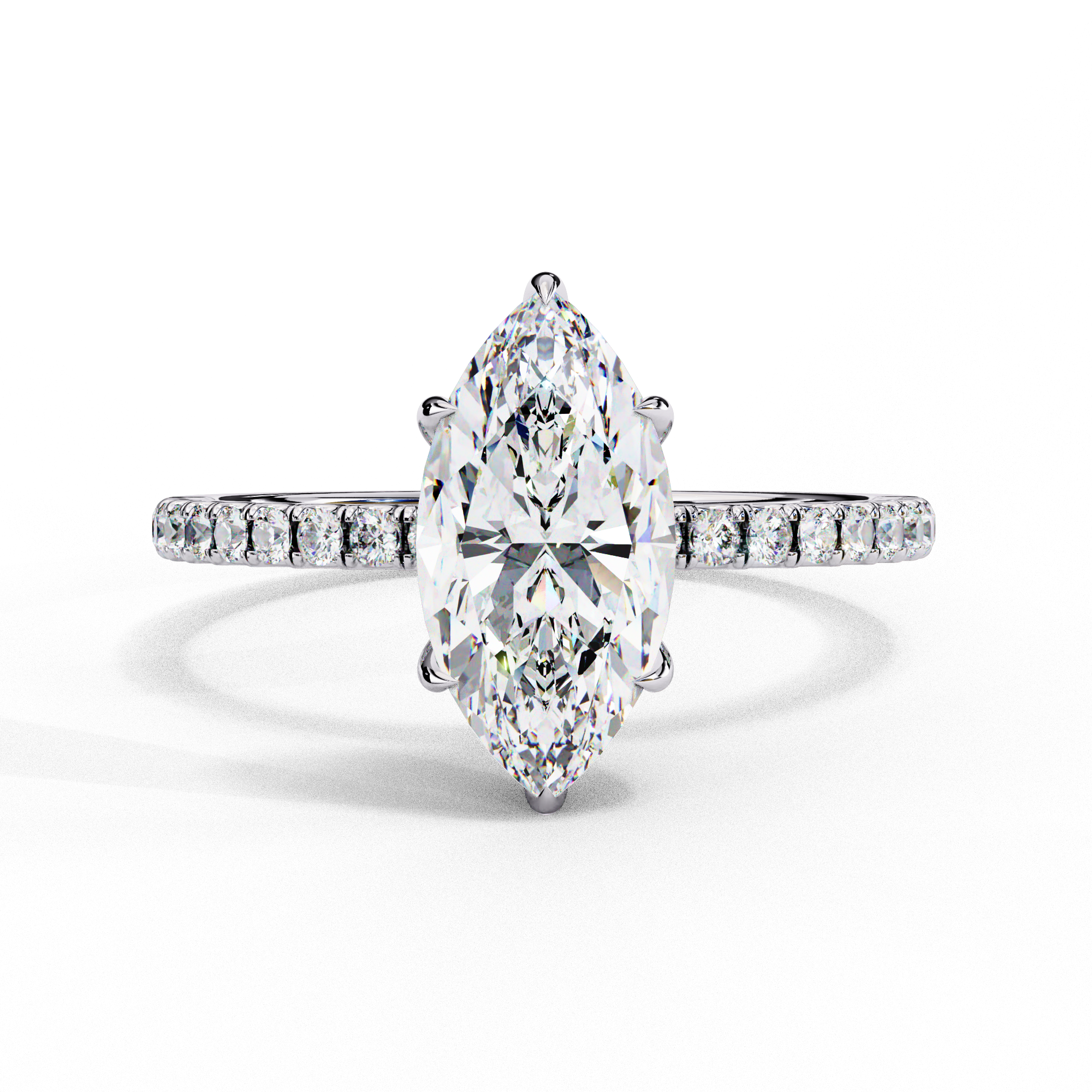 Mira Marquise Pavé Solitaire - marquise pavé engagement ring - side profile - Lucano