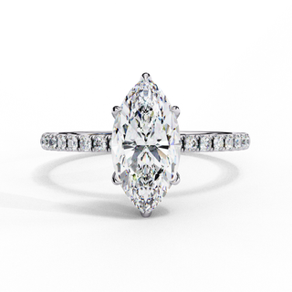 Mira Marquise Pavé Solitaire - marquise pavé engagement ring - side profile - Lucano