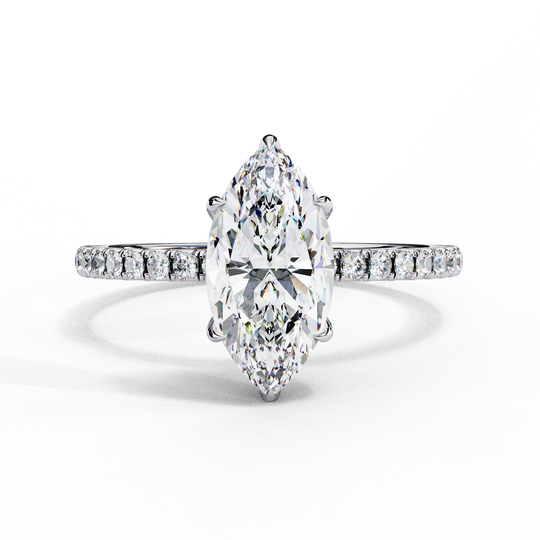 Mira Marquise Pavé Solitaire - marquise pavé engagement ring - side profile - Lucano