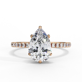Mira Pear Pavé Solitaire - pear pavé engagement ring - top view - Lucano